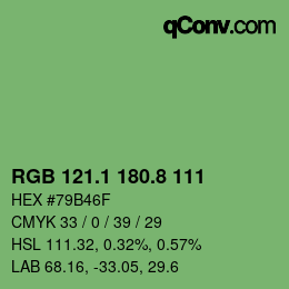 カラーコード: RGB 121.1 180.8 111 | qconv.com