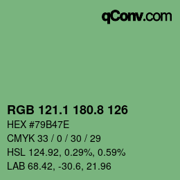 カラーコード: RGB 121.1 180.8 126 | qconv.com