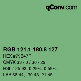 カラーコード: RGB 121.1 180.8 127 | qconv.com
