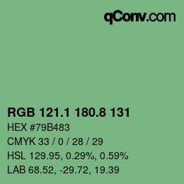 カラーコード: RGB 121.1 180.8 131 | qconv.com