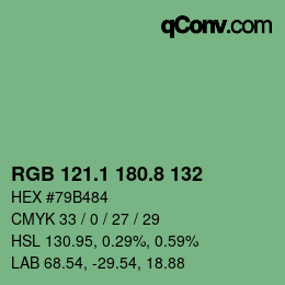 カラーコード: RGB 121.1 180.8 132 | qconv.com