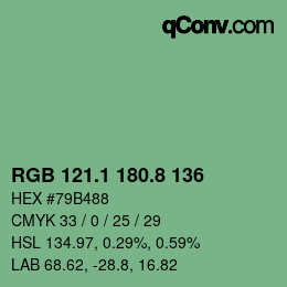 カラーコード: RGB 121.1 180.8 136 | qconv.com