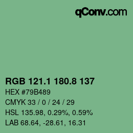 カラーコード: RGB 121.1 180.8 137 | qconv.com