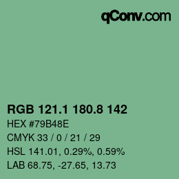 カラーコード: RGB 121.1 180.8 142 | qconv.com