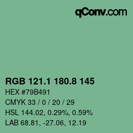 カラーコード: RGB 121.1 180.8 145 | qconv.com