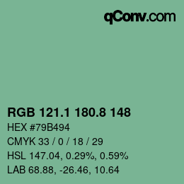 Color code: RGB 121.1 180.8 148 | qconv.com