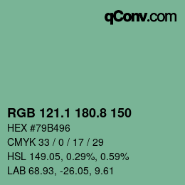 カラーコード: RGB 121.1 180.8 150 | qconv.com