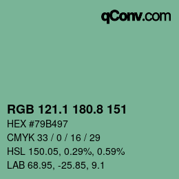 カラーコード: RGB 121.1 180.8 151 | qconv.com