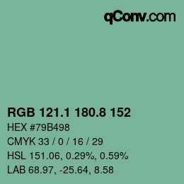 カラーコード: RGB 121.1 180.8 152 | qconv.com