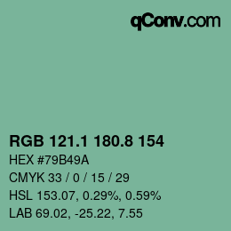 カラーコード: RGB 121.1 180.8 154 | qconv.com