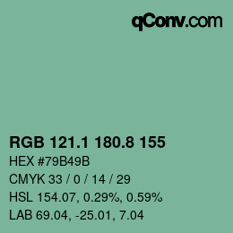カラーコード: RGB 121.1 180.8 155 | qconv.com