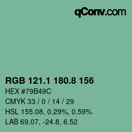 カラーコード: RGB 121.1 180.8 156 | qconv.com