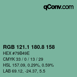 カラーコード: RGB 121.1 180.8 158 | qconv.com