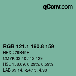 カラーコード: RGB 121.1 180.8 159 | qconv.com