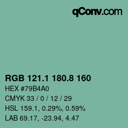 カラーコード: RGB 121.1 180.8 160 | qconv.com