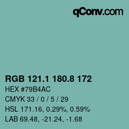 Color code: RGB 121.1 180.8 172 | qconv.com