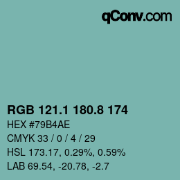 Código de color: RGB 121.1 180.8 174 | qconv.com