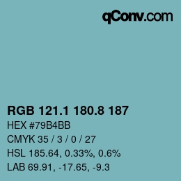 Color code: RGB 121.1 180.8 187 | qconv.com