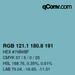 Color code: RGB 121.1 180.8 191 | qconv.com