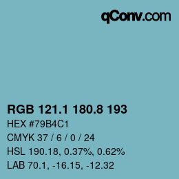 Color code: RGB 121.1 180.8 193 | qconv.com