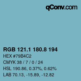 Color code: RGB 121.1 180.8 194 | qconv.com