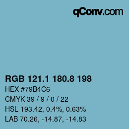 Color code: RGB 121.1 180.8 198 | qconv.com