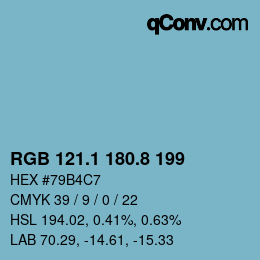 Color code: RGB 121.1 180.8 199 | qconv.com