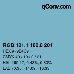 Color code: RGB 121.1 180.8 201 | qconv.com