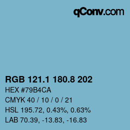 Color code: RGB 121.1 180.8 202 | qconv.com