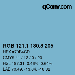 Color code: RGB 121.1 180.8 205 | qconv.com