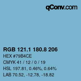 Color code: RGB 121.1 180.8 206 | qconv.com