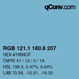 カラーコード: RGB 121.1 180.8 207 | qconv.com