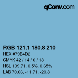 Color code: RGB 121.1 180.8 210 | qconv.com
