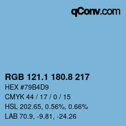 Color code: RGB 121.1 180.8 217 | qconv.com