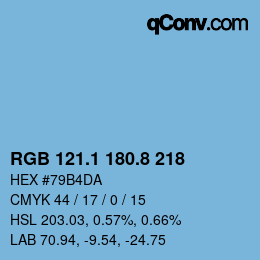 Color code: RGB 121.1 180.8 218 | qconv.com