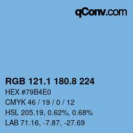 Color code: RGB 121.1 180.8 224 | qconv.com