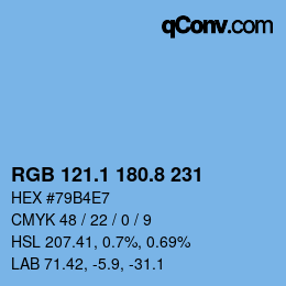 Color code: RGB 121.1 180.8 231 | qconv.com