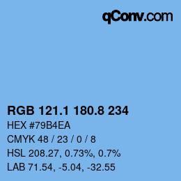Color code: RGB 121.1 180.8 234 | qconv.com