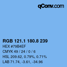 Color code: RGB 121.1 180.8 239 | qconv.com