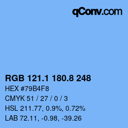 Color code: RGB 121.1 180.8 248 | qconv.com
