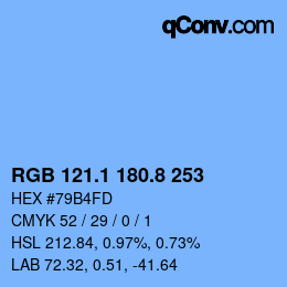 Farbcode: RGB 121.1 180.8 253 | qconv.com