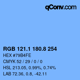 Color code: RGB 121.1 180.8 254 | qconv.com