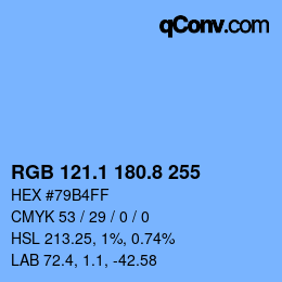 Color code: RGB 121.1 180.8 255 | qconv.com