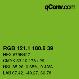 カラーコード: RGB 121.1 180.8 39 | qconv.com