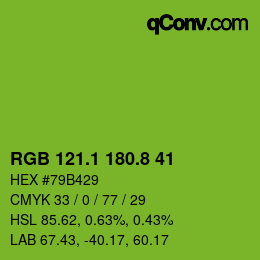 カラーコード: RGB 121.1 180.8 41 | qconv.com