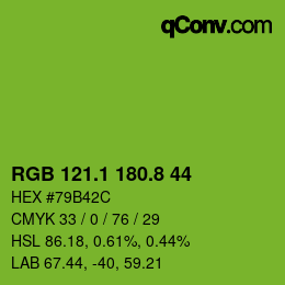 カラーコード: RGB 121.1 180.8 44 | qconv.com