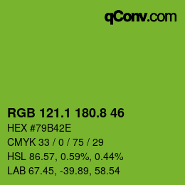 カラーコード: RGB 121.1 180.8 46 | qconv.com