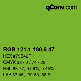 カラーコード: RGB 121.1 180.8 47 | qconv.com