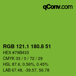 カラーコード: RGB 121.1 180.8 51 | qconv.com