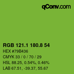 カラーコード: RGB 121.1 180.8 54 | qconv.com